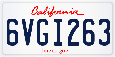 CA license plate 6VGI263