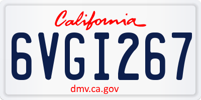 CA license plate 6VGI267