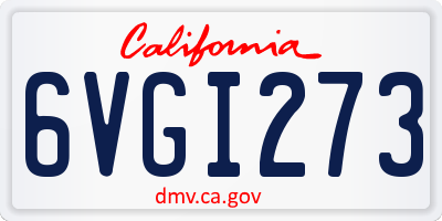 CA license plate 6VGI273
