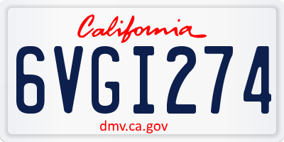 CA license plate 6VGI274