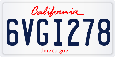 CA license plate 6VGI278