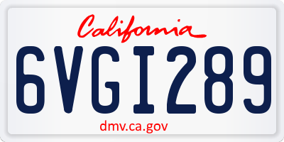 CA license plate 6VGI289