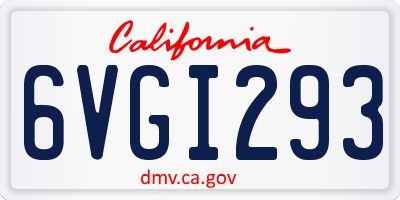 CA license plate 6VGI293