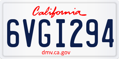 CA license plate 6VGI294