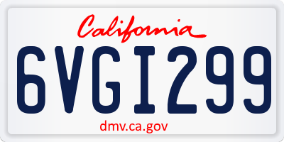 CA license plate 6VGI299