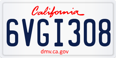 CA license plate 6VGI308