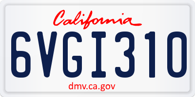 CA license plate 6VGI310