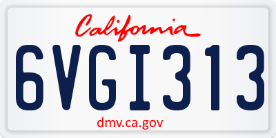 CA license plate 6VGI313