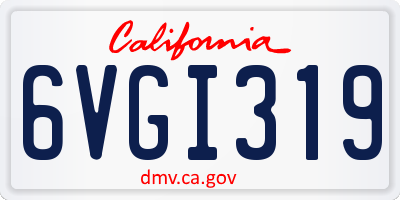 CA license plate 6VGI319
