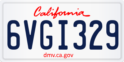 CA license plate 6VGI329