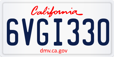 CA license plate 6VGI330