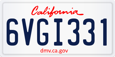 CA license plate 6VGI331