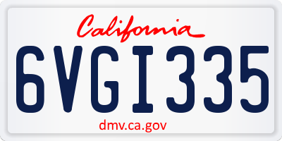 CA license plate 6VGI335