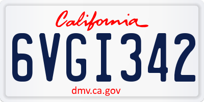 CA license plate 6VGI342