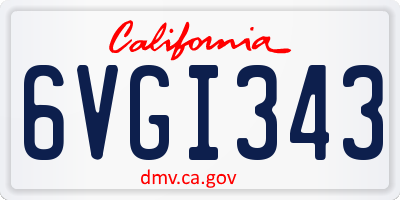 CA license plate 6VGI343