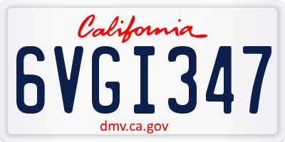 CA license plate 6VGI347