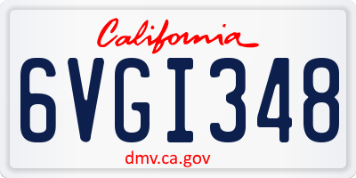 CA license plate 6VGI348