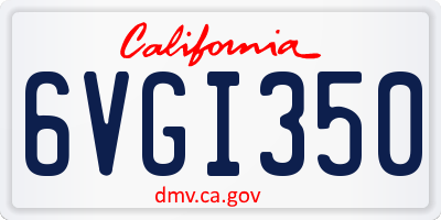 CA license plate 6VGI350