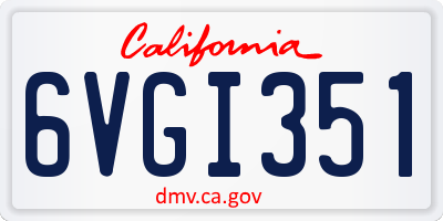 CA license plate 6VGI351
