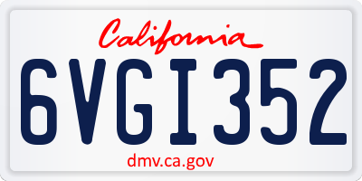 CA license plate 6VGI352