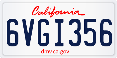 CA license plate 6VGI356