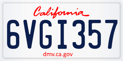 CA license plate 6VGI357