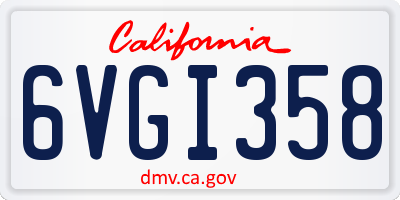 CA license plate 6VGI358