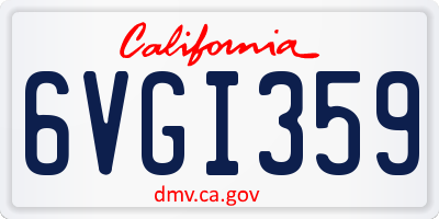 CA license plate 6VGI359