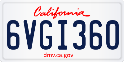 CA license plate 6VGI360