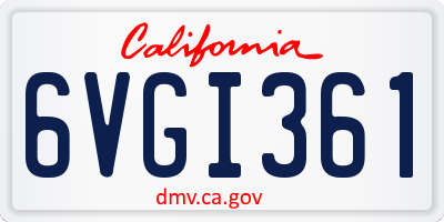 CA license plate 6VGI361