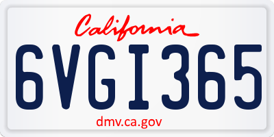 CA license plate 6VGI365