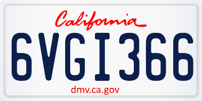 CA license plate 6VGI366