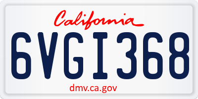 CA license plate 6VGI368
