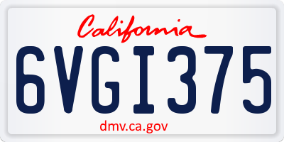 CA license plate 6VGI375