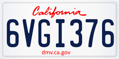 CA license plate 6VGI376