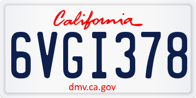 CA license plate 6VGI378