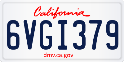 CA license plate 6VGI379