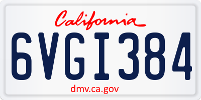 CA license plate 6VGI384