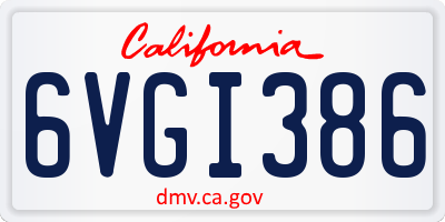 CA license plate 6VGI386