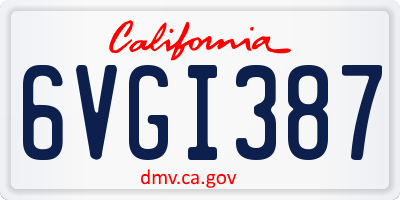 CA license plate 6VGI387