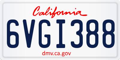 CA license plate 6VGI388