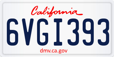 CA license plate 6VGI393