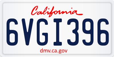 CA license plate 6VGI396