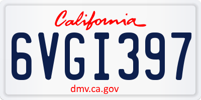 CA license plate 6VGI397