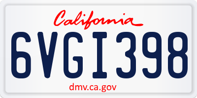 CA license plate 6VGI398