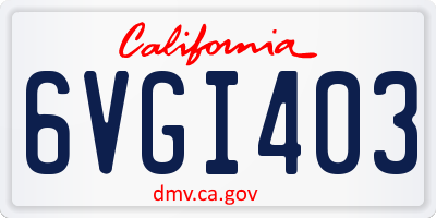CA license plate 6VGI403