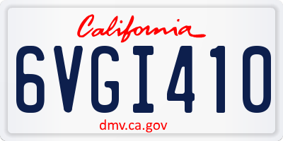 CA license plate 6VGI410