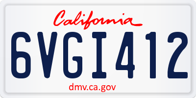 CA license plate 6VGI412