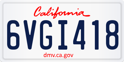 CA license plate 6VGI418