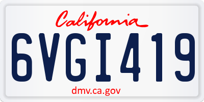 CA license plate 6VGI419